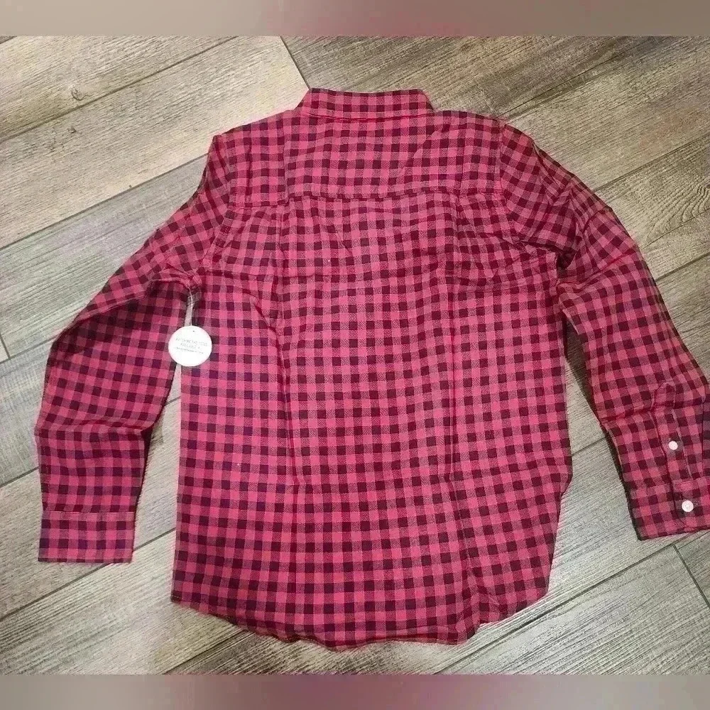 The Children's Place Plaid Button Up Shirt Boys Size Large 10-12 Red Black